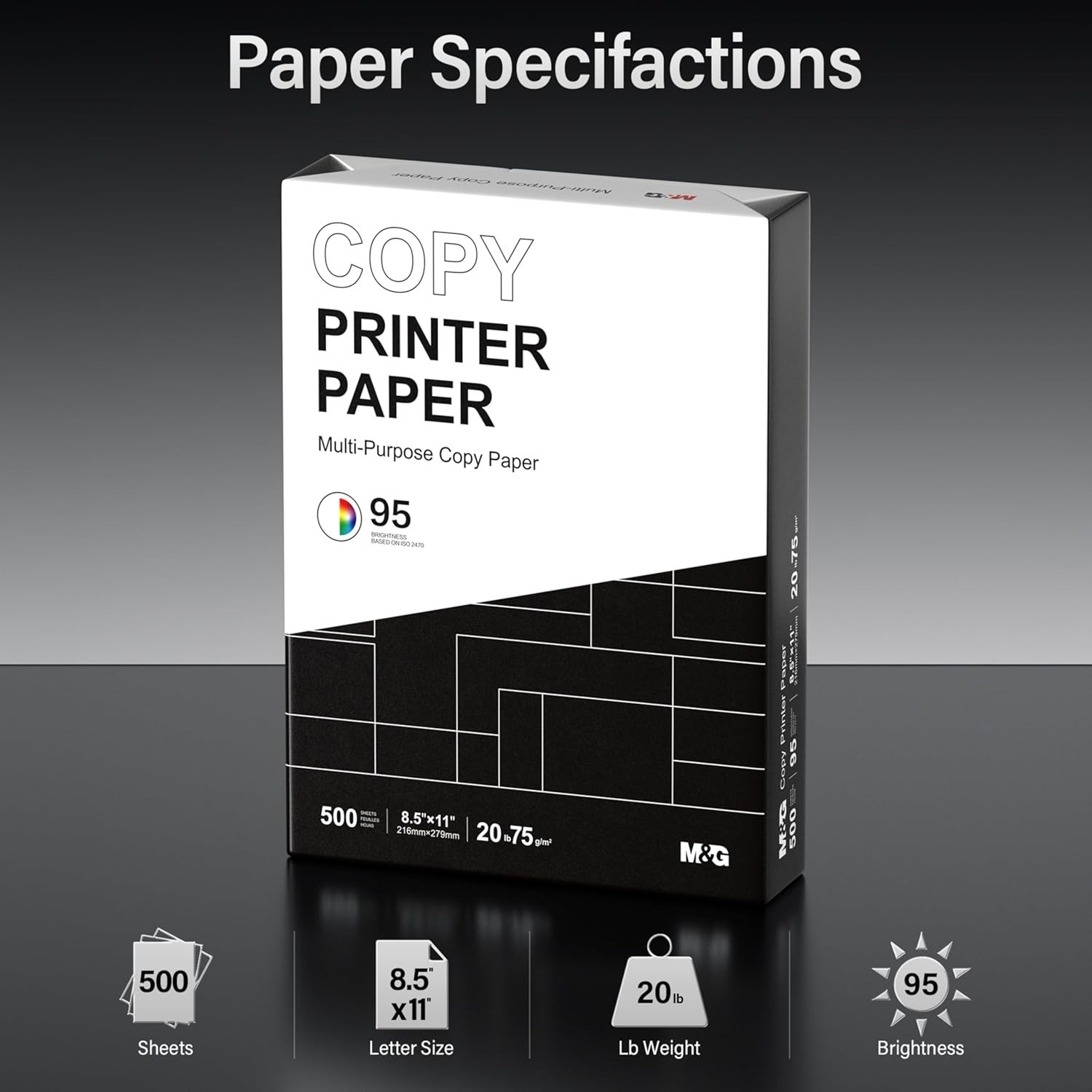 Acid-Free Copy Paper, 500 Sheets 20lb, 95 Bright for Professional Printing Tasks