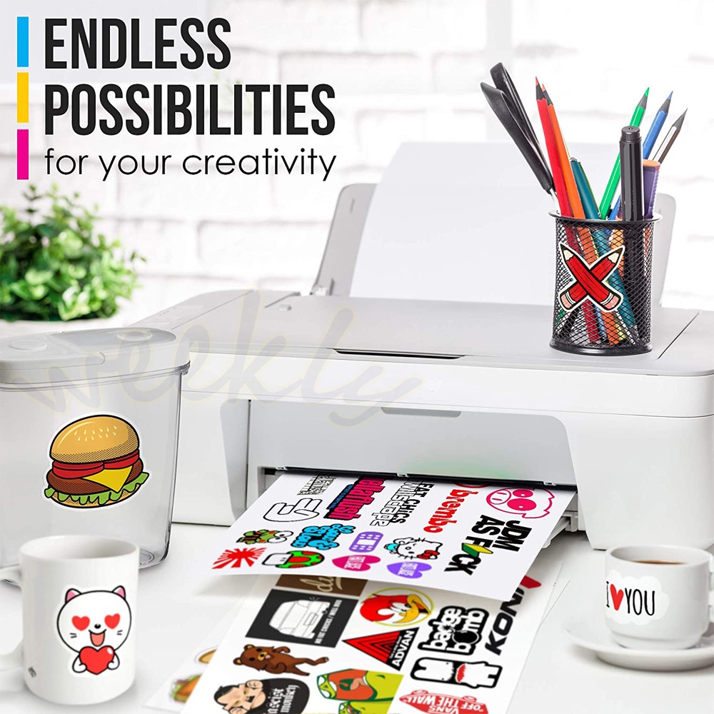 Printable Vinyl Sticker Paper 8.5×11 Glossy Matte Clear for Inkjet Laser Printer