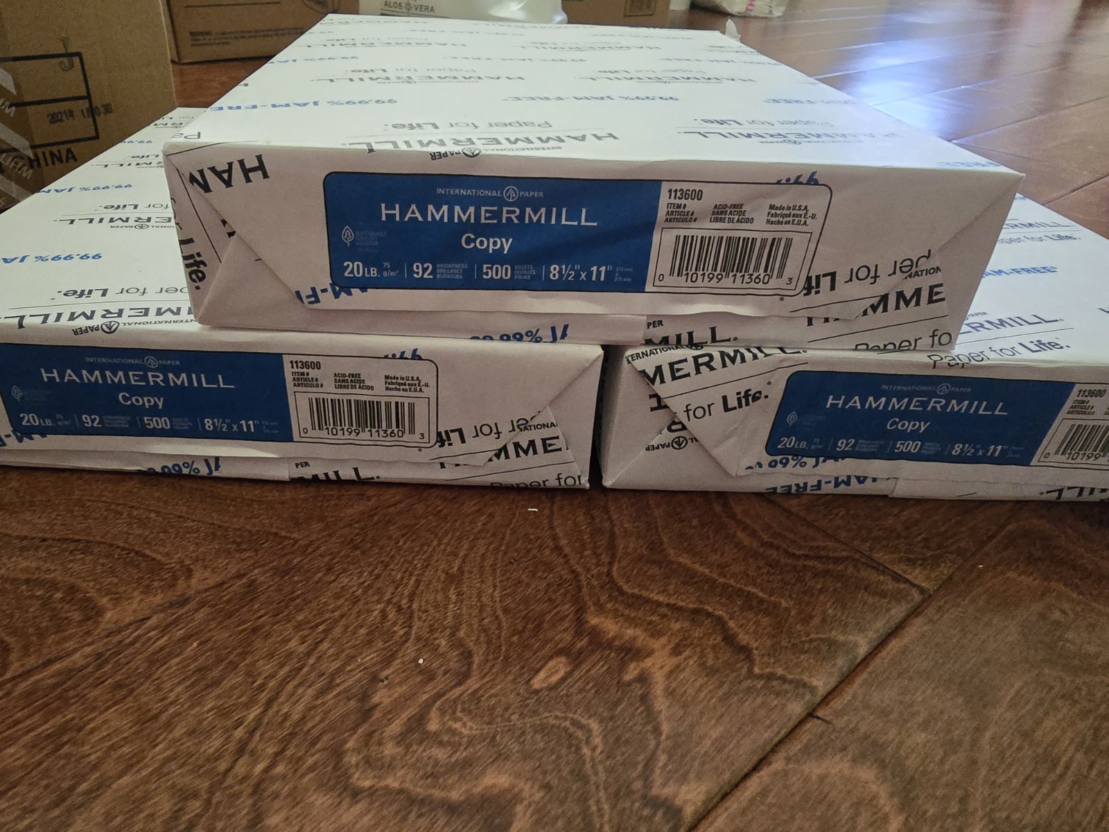 Hammermill Copy Paper 20 lb Letter 8.5 x 11 Smooth White 500 Sheets x3