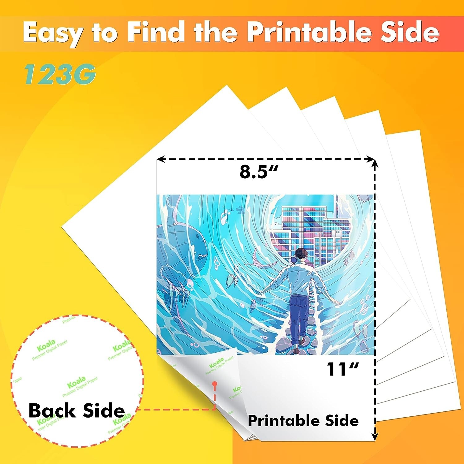 123g Koala Sublimation Paper 8.5×11 100 Sheets Inkjet Heat Transfer Cotton Poly