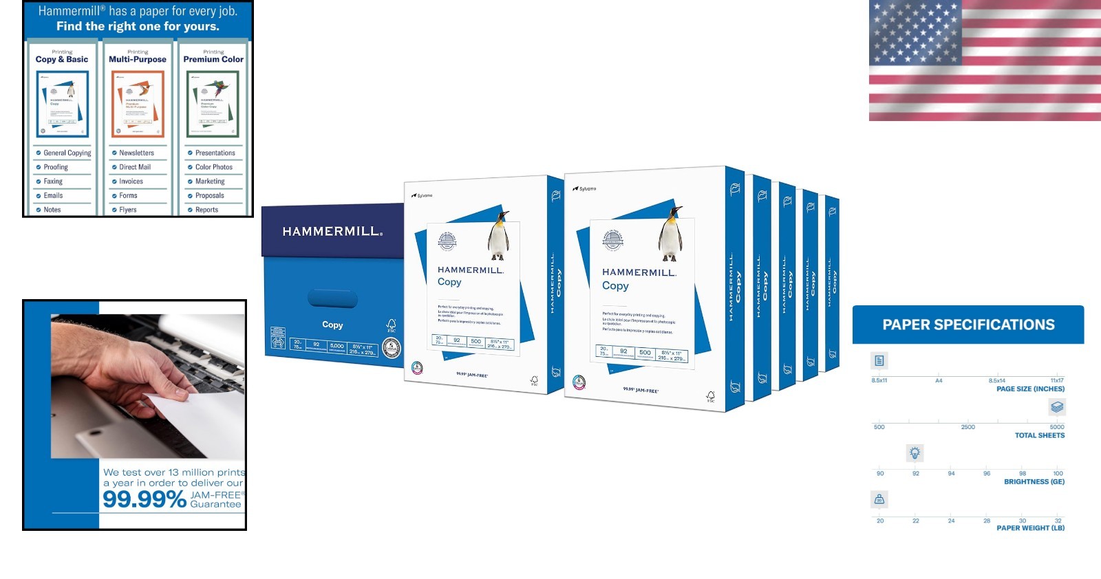 20 lb Copy Paper, 5,000 Sheets, 92 Bright – Perfect for All Printers