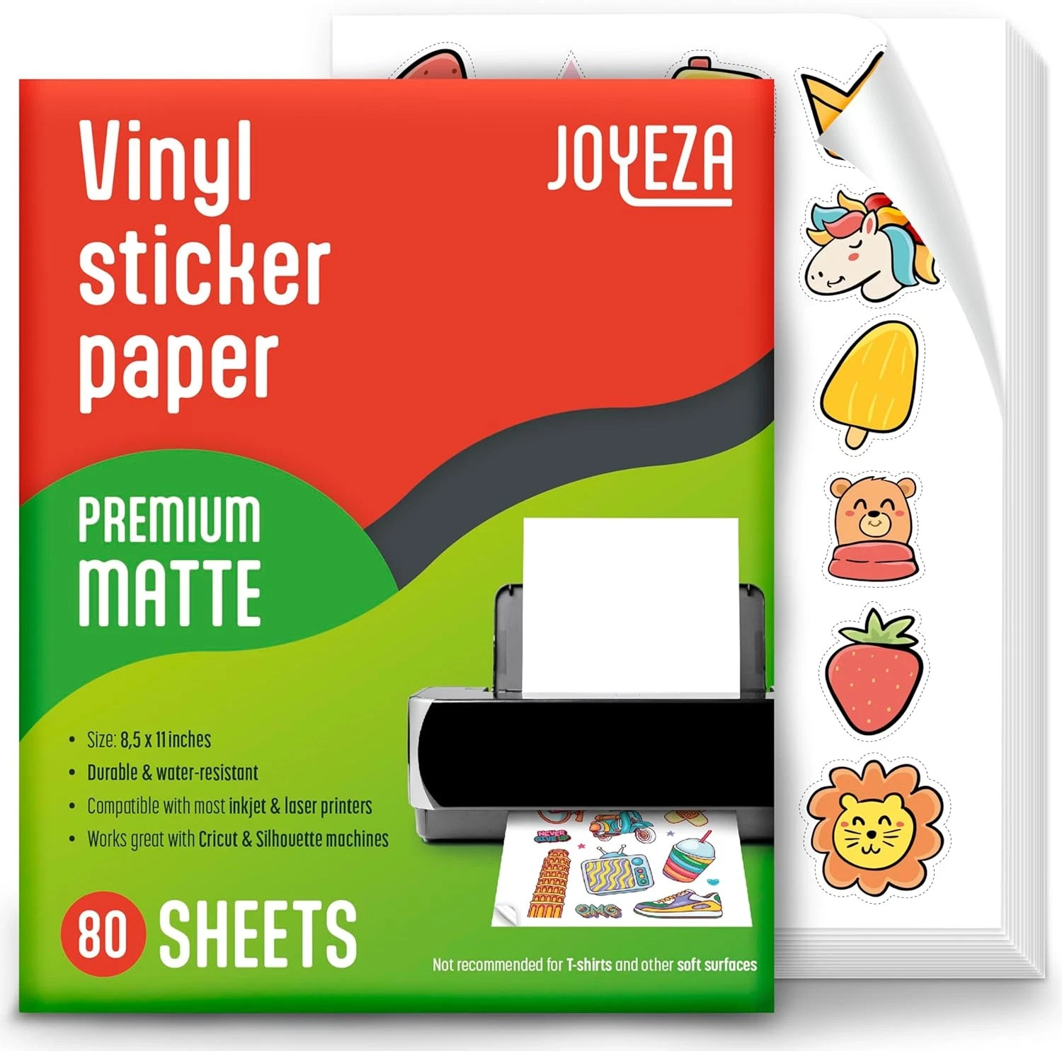 Premium Printable Vinyl Sticker Paper for Inkjet Printer – 80 Sheets Matte White