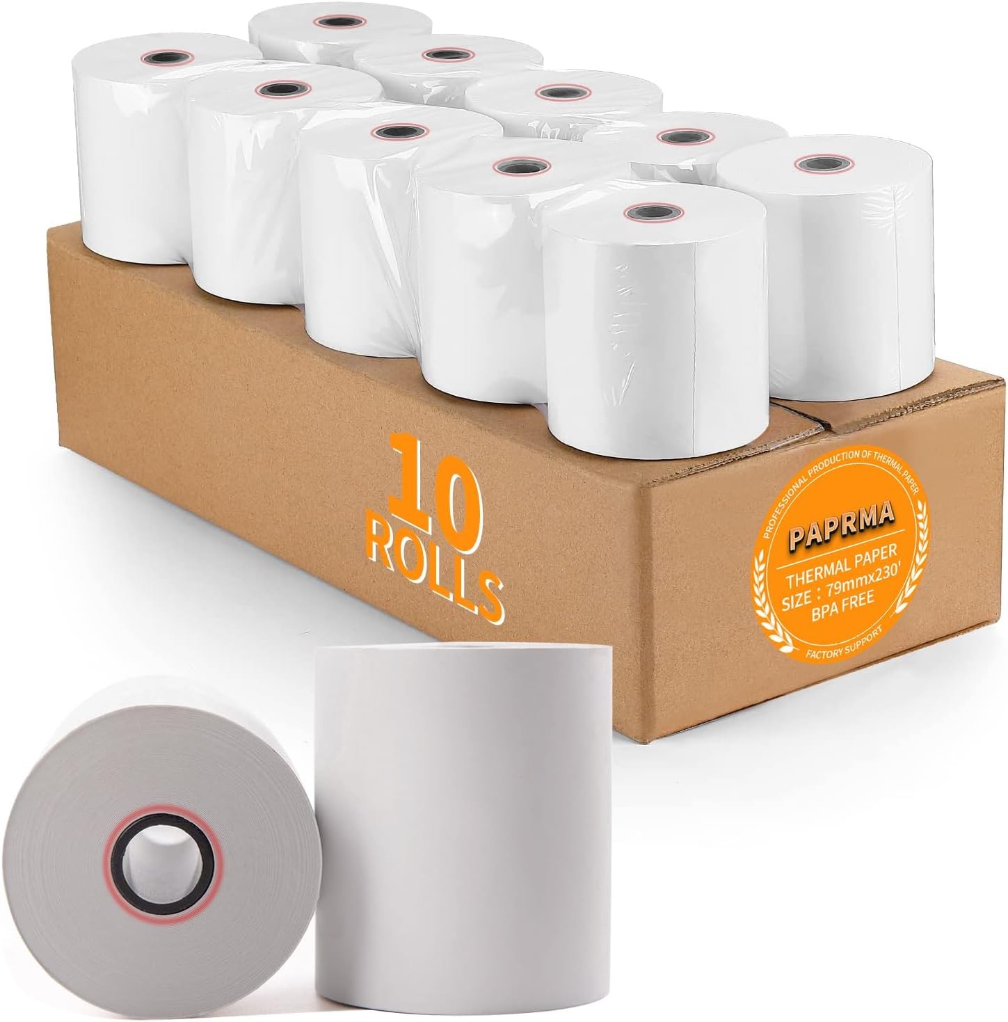3 1/8” x 230ft’ Thermal Paper Receipt 10 Rolls, 3 1/8 x 230ft, 10 Rolls