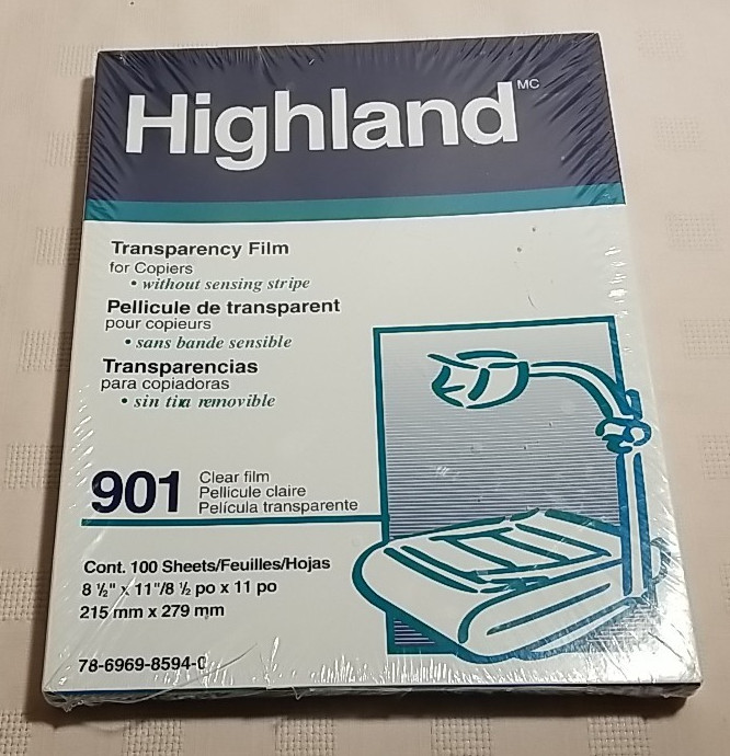 3MHIGHLAND 901 Transparency Film For Copiers-Clear100 Sheets 8.5″x11″ NEW Sealed