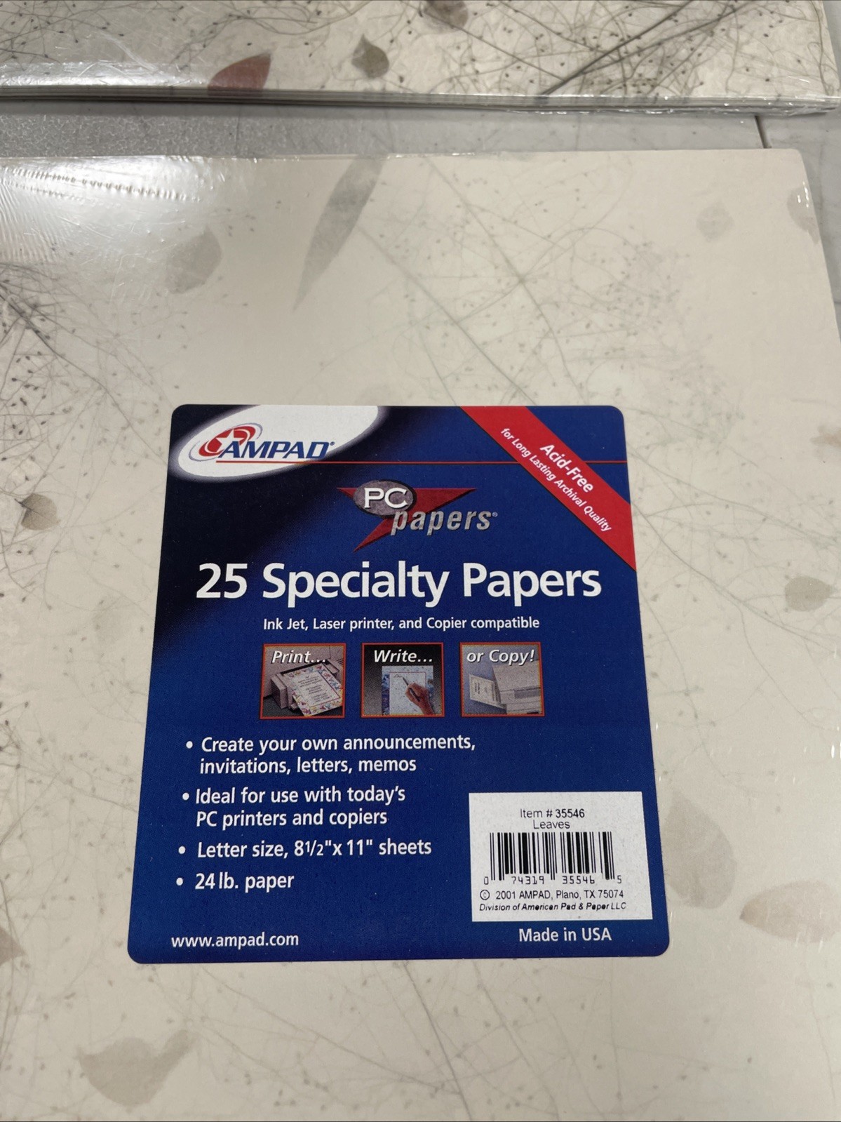 3 Pkgs Ampad Specialty Paper 8 ½” x 11″ Leaves # 35546 Total 75 Sheets New