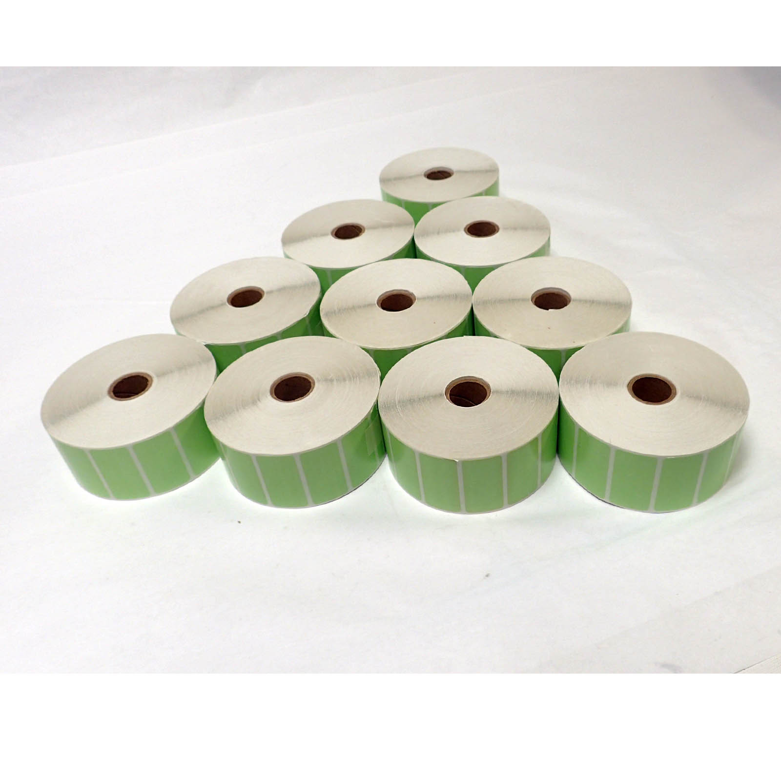 LOT OF 10 ROLLS DIRECT THERMAL LABEL 2.0” x1.0” GREEN 2580/ROLL 2” CORE NEW/NOS