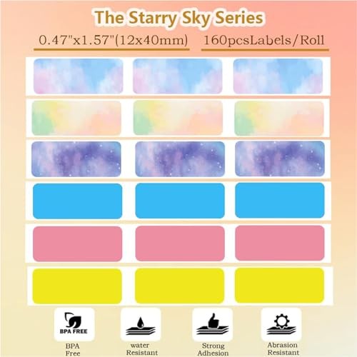 9 Rolls Colored D30 Label Tape, 1440 Pcs 12 x 40mm Label 0.47×1.57 in Colorful