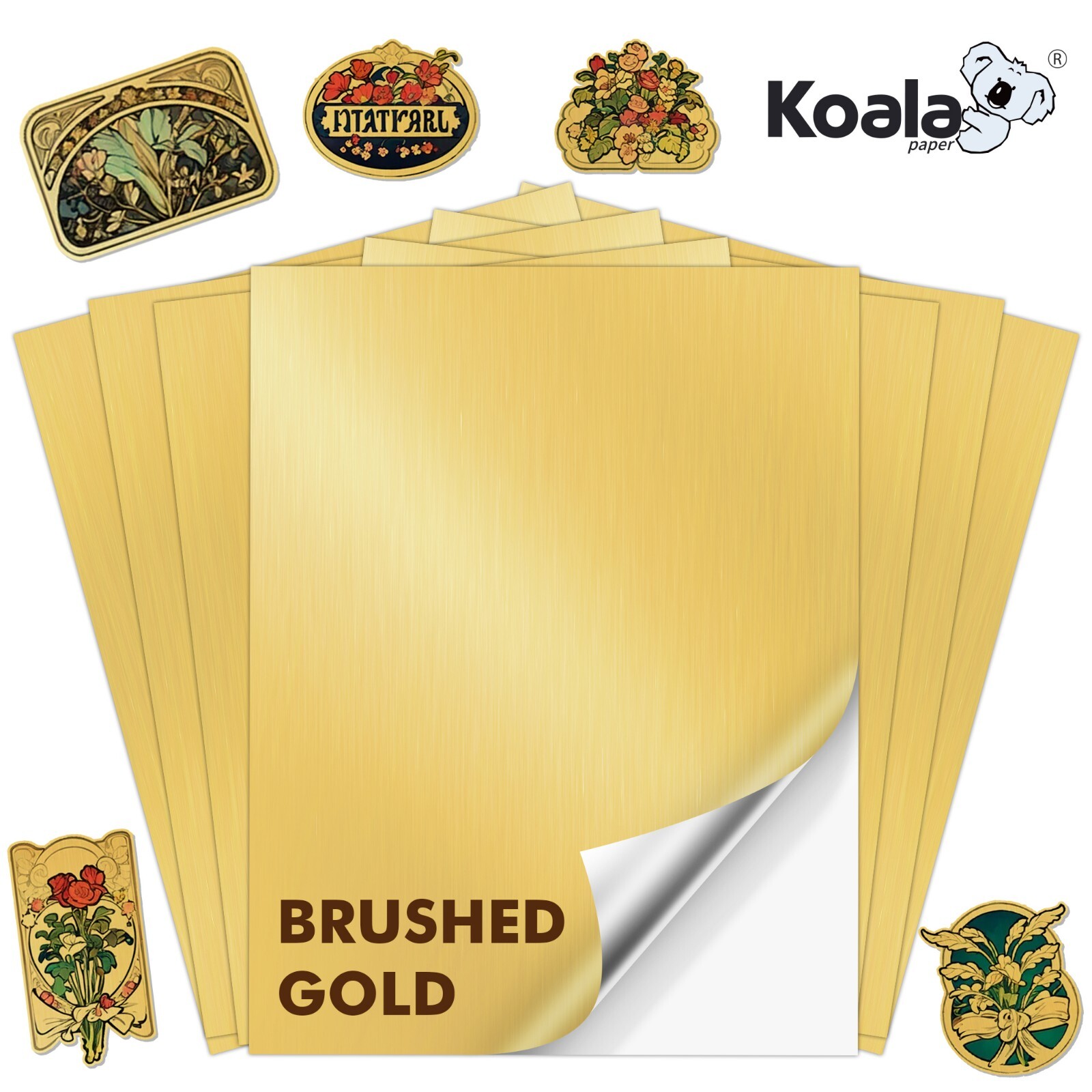 Koala Brushed Gold Vinyl Sticker Paper for Inkjet & Laser Printers Waterproof 20