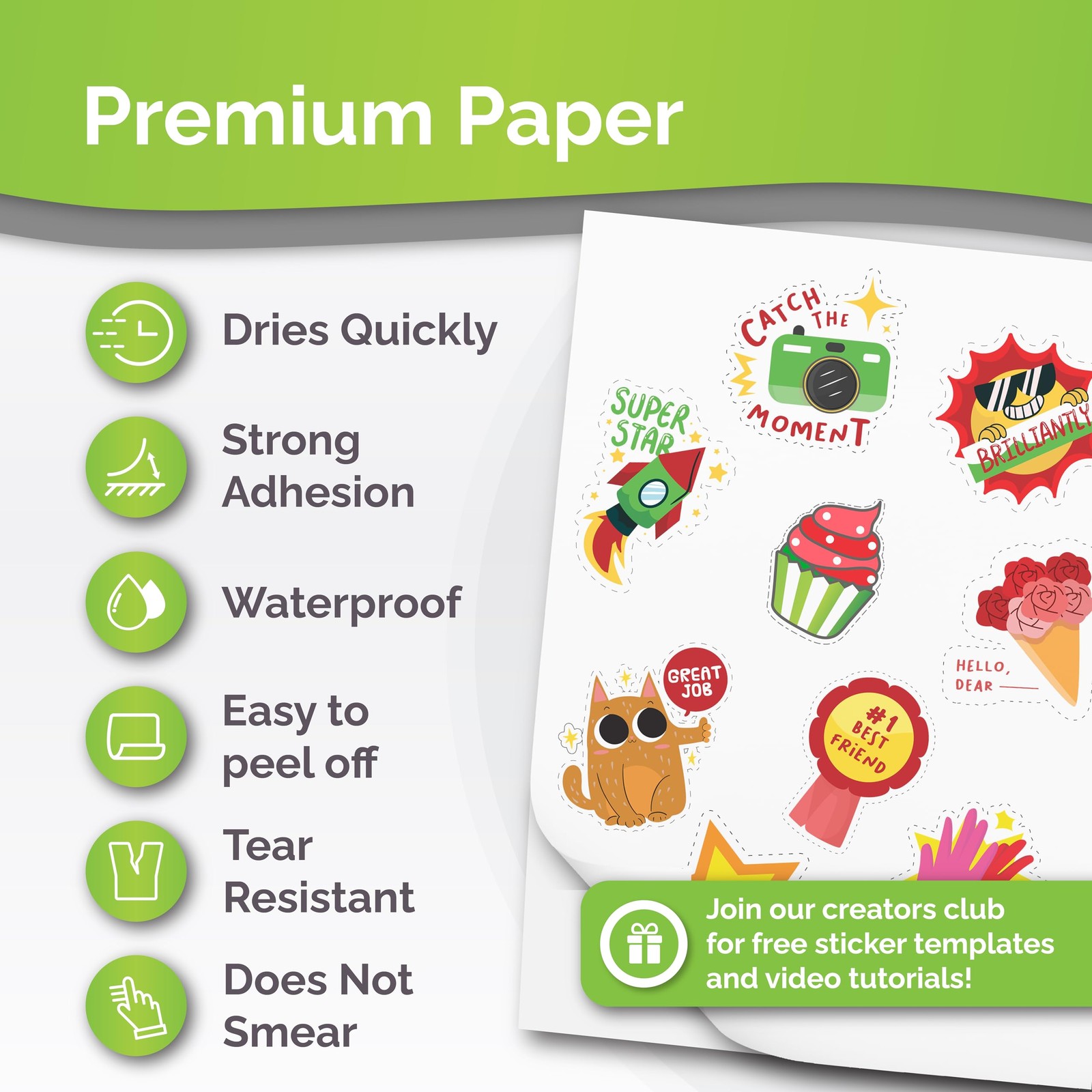 Premium Printable Vinyl Sticker Paper for Inkjet Printer – 34 Sheets Self-Adh…