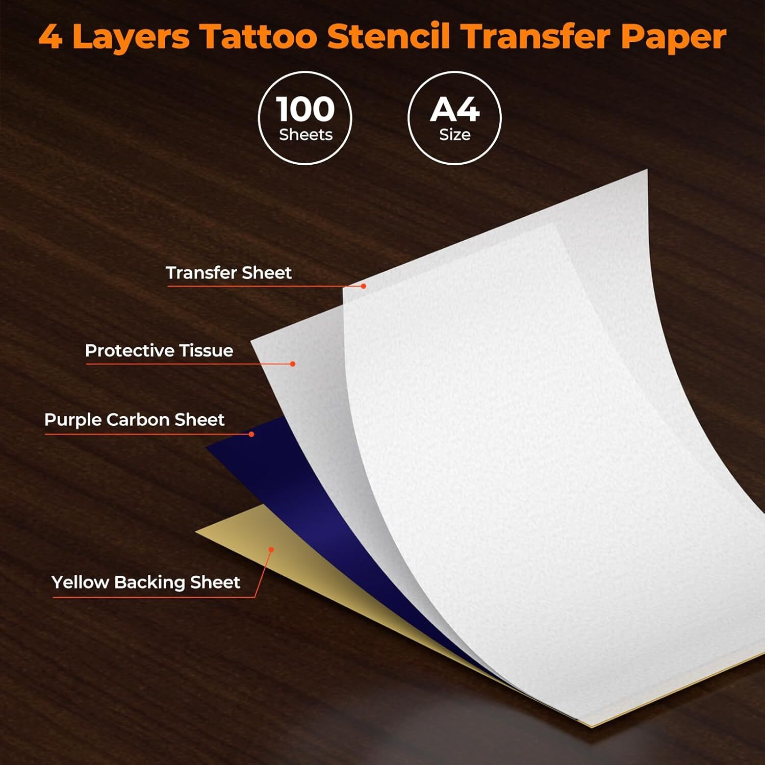 100PCS Tattoo Transfer Paper Stencil Carbon Thermal Tracing Hectograph Sheets
