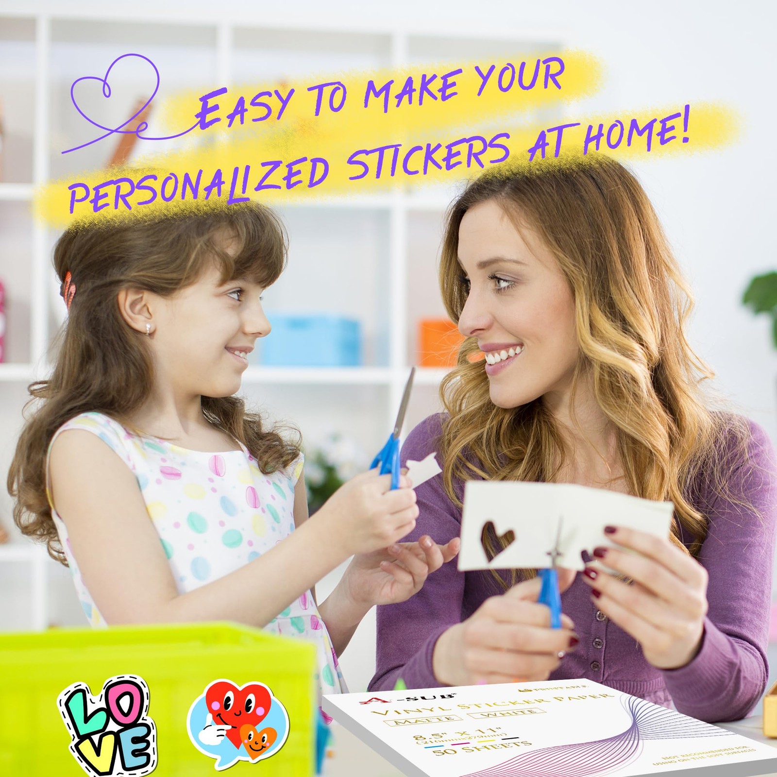 Premium Printable Vinyl Sticker Paper for Inkjet Printers, 50 Sheets Matte Wh…