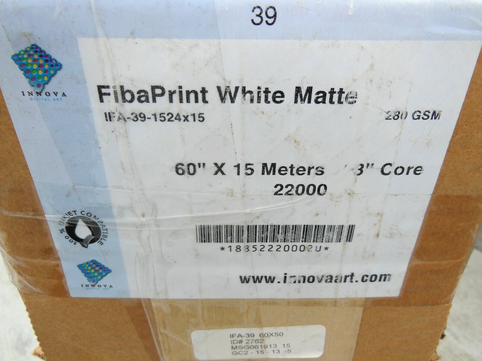 INNOVA FibaPrint White Matte, 60 Inches x 15 Meters Roll, 280 gsm, 3 Inch Core