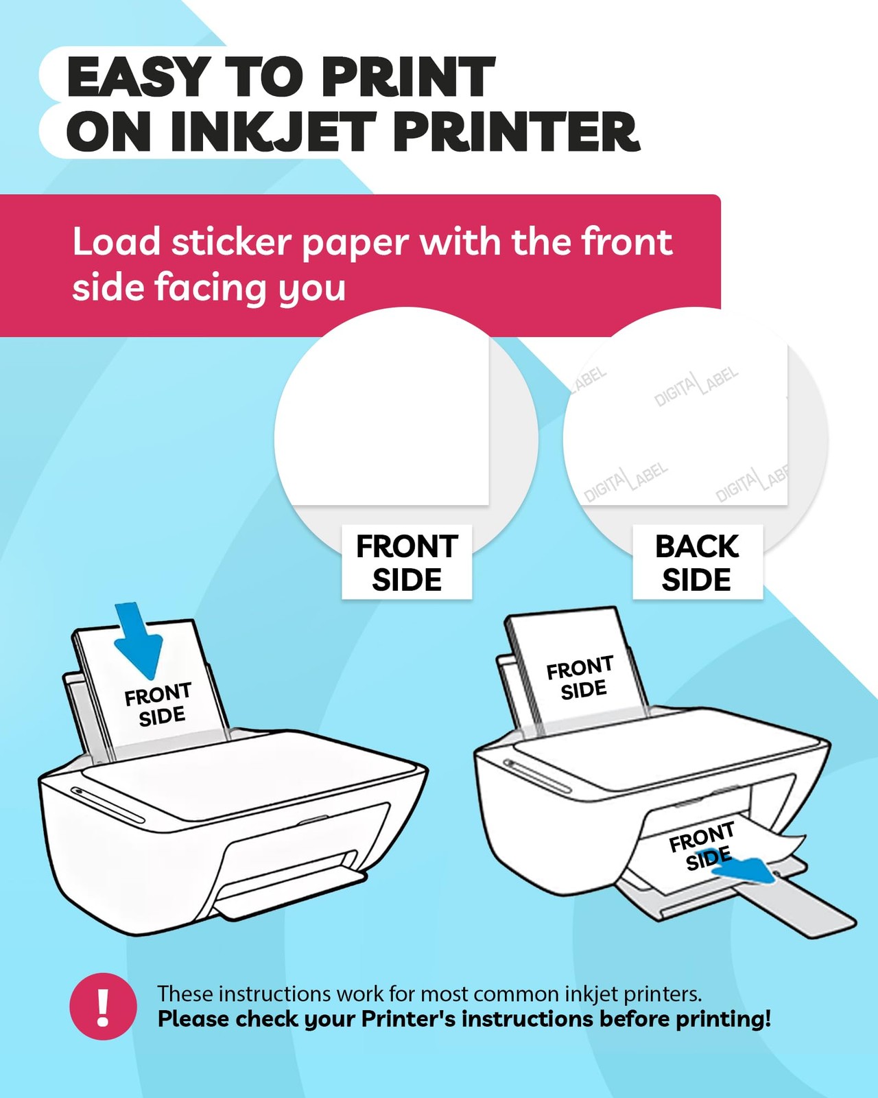 Sticker Paper for Inkjet Printer – (30 Sheets), 8.5 x 11″ Letter Size, Matte …