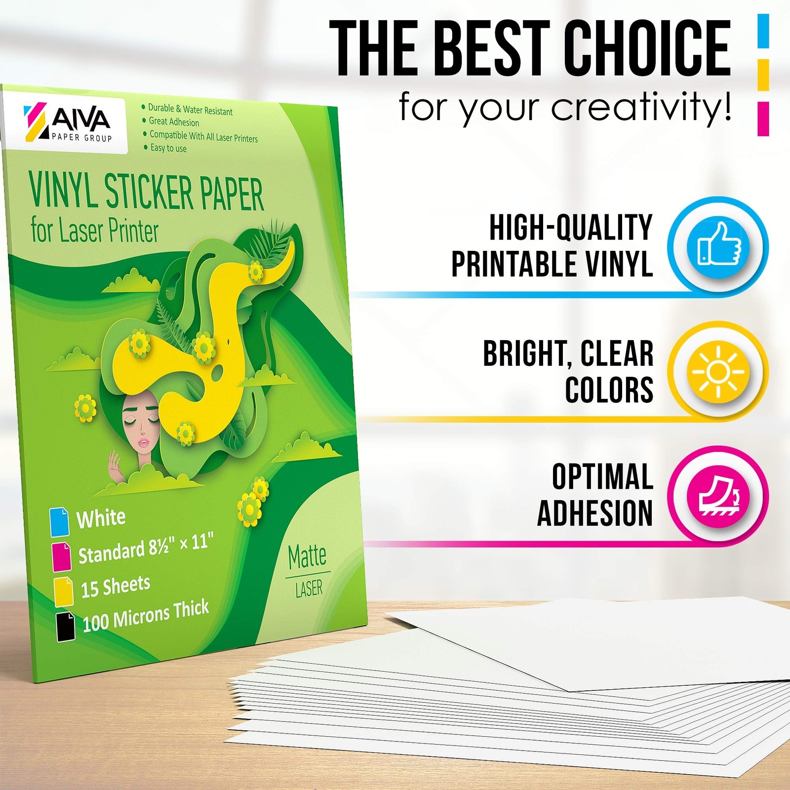 Printable Vinyl Sticker Paper for Laser Printer – Matte White – 15 Self-Adhes…