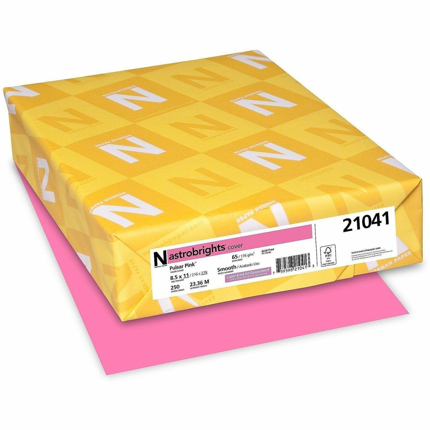 Neenah Paper WAU21041 Astrobrights Card Stock 8.5×11 250 Sheets Pink