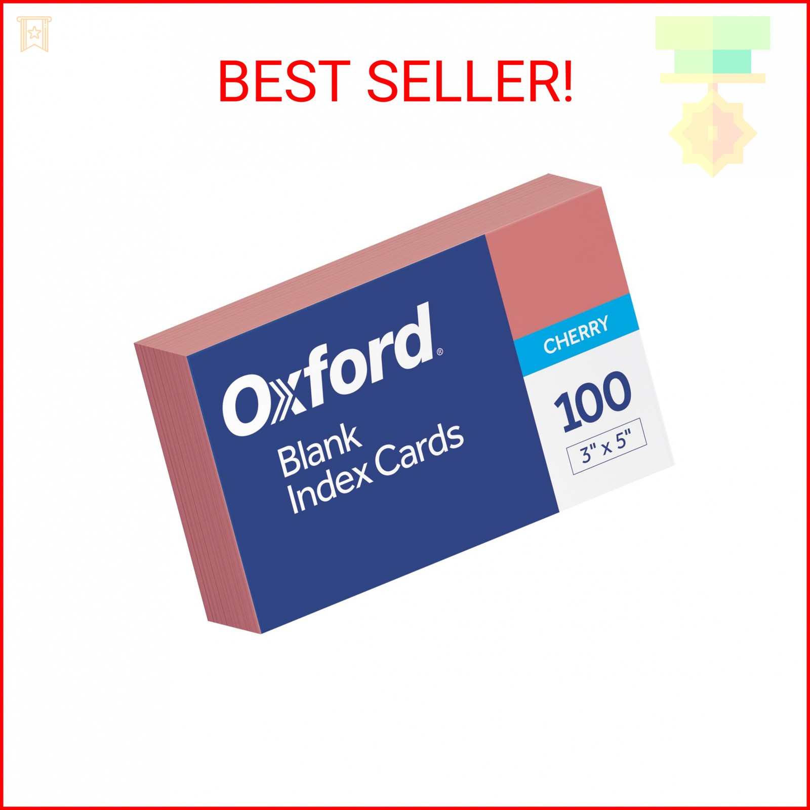 Oxford Blank Color Index Cards, 3″ x 5″, Cherry, 100 Per Pack (7320 CHE)