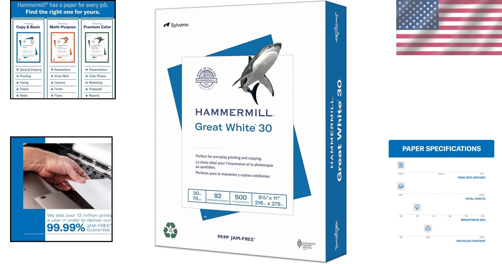 High Quality Great White 30% Recycled Paper – 500 Sheets, Ideal for All Printers