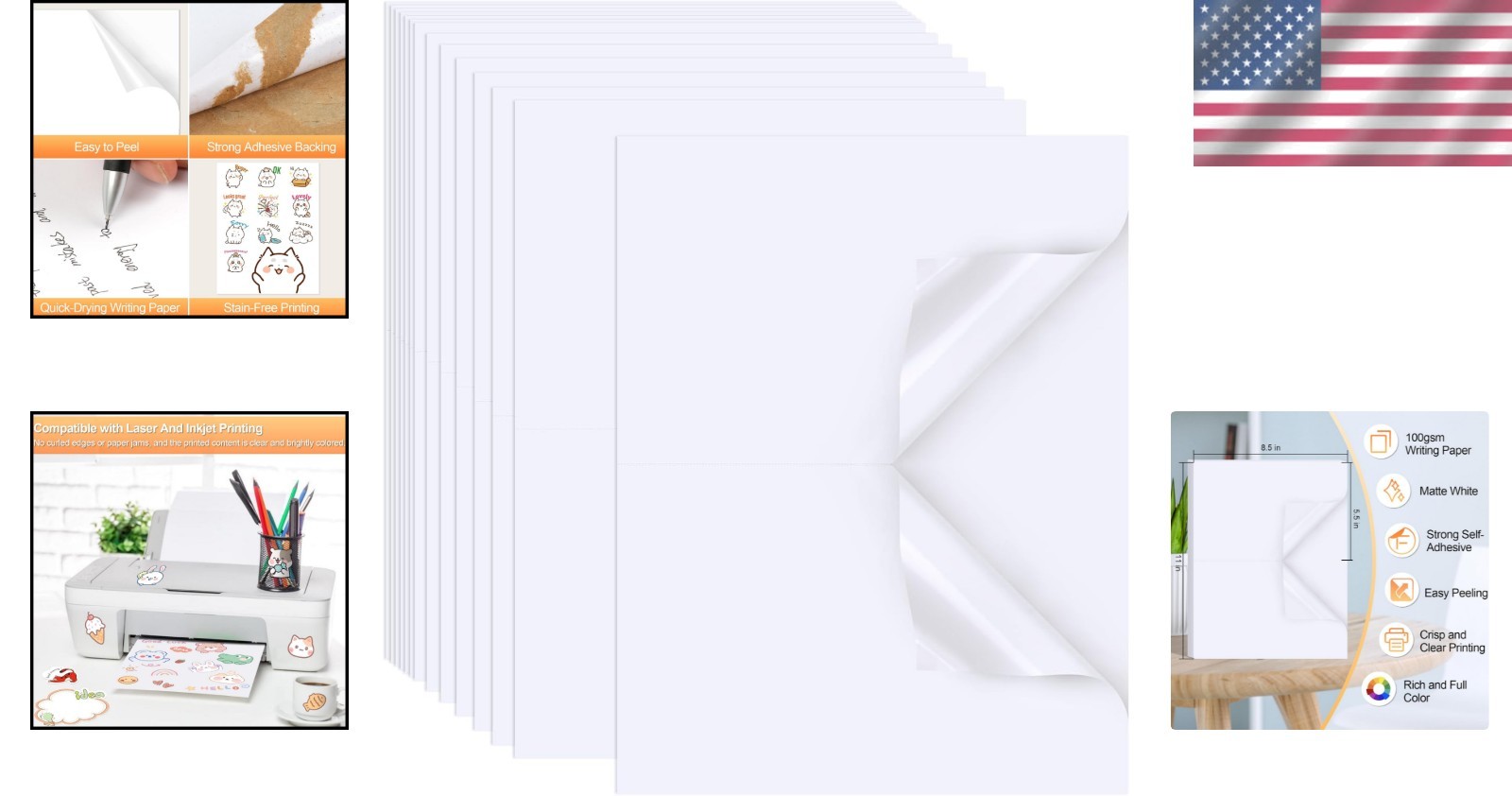Matte Printable Shipping Labels – 40 Sheets, 5.5×8.5 for All Printers
