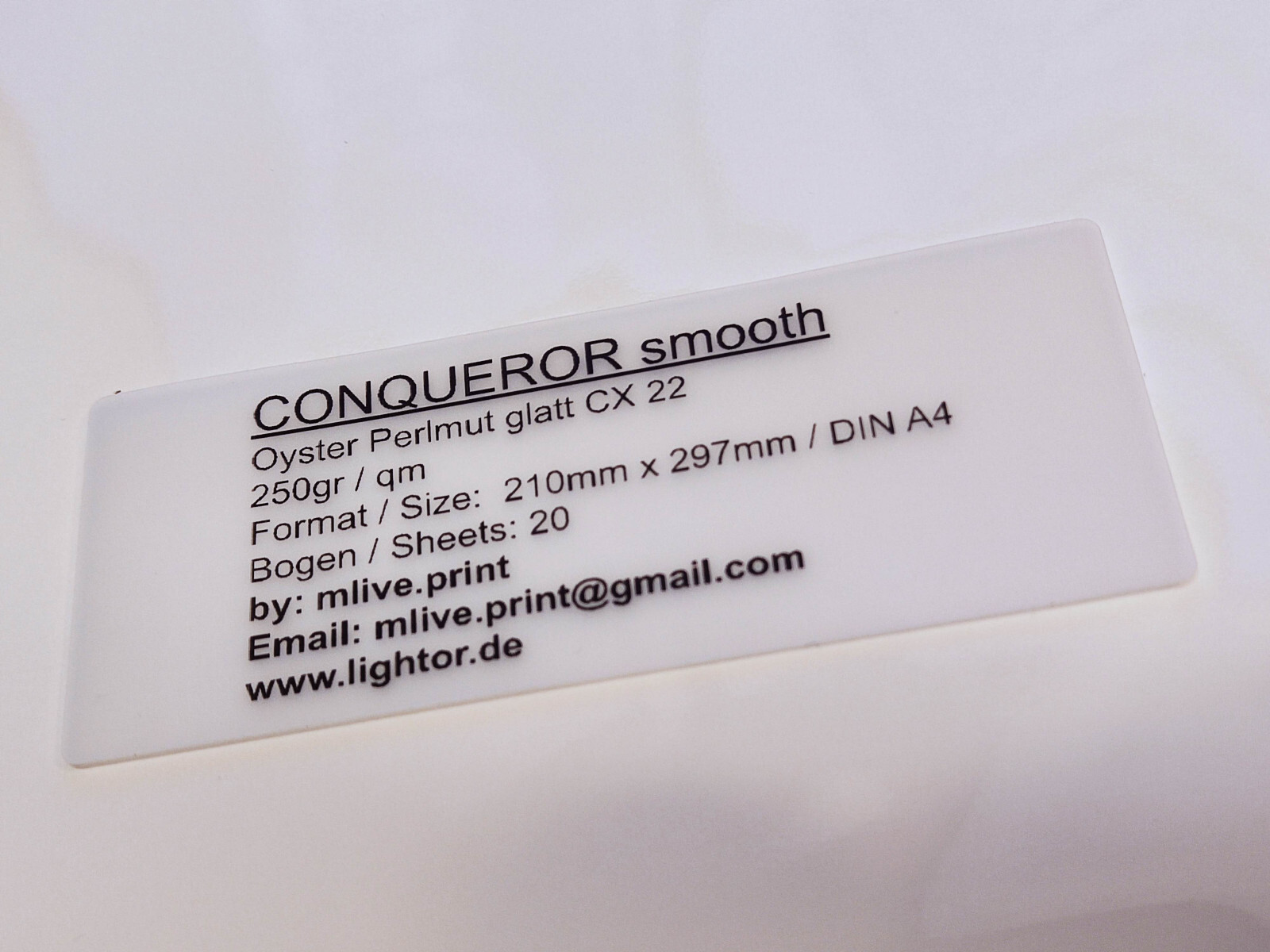 20 Sheets CONQUEROR Mother of Pearl CX22 Smooth Oyster A4 250g Double Sided Printing