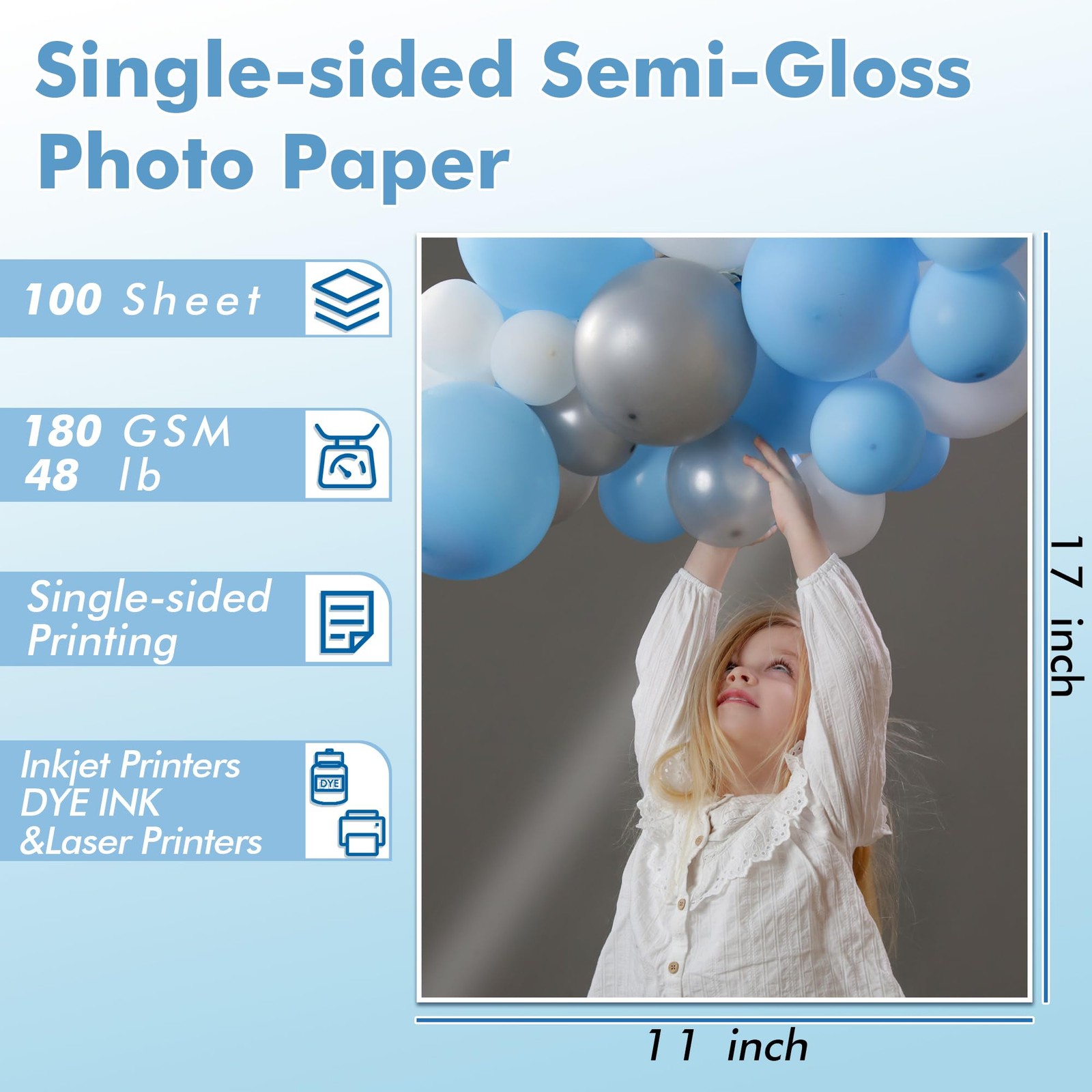 Koala SemiGloss Photo Paper Dye Ink 48 LB 180 GSM 11×17 Inch 100 Sheets