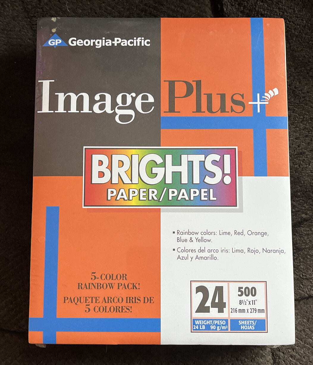 Brights Colored Paper, 8-1/2 x 11, Assortment, 500 Sheets 24 Lb Georgia Pacific
