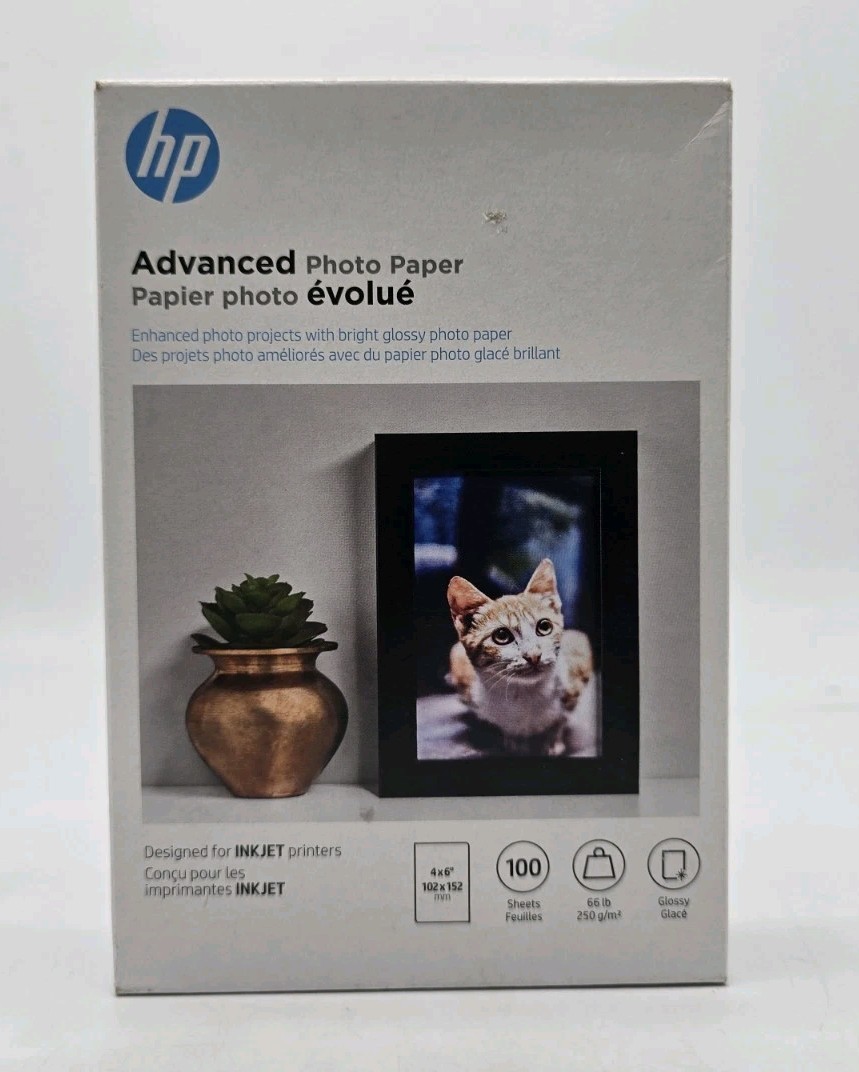 HP Advanced Photo Paper Glossy InkJet 4″×6″ 100 Sheets Q6638A NEW FACTORY SEALED