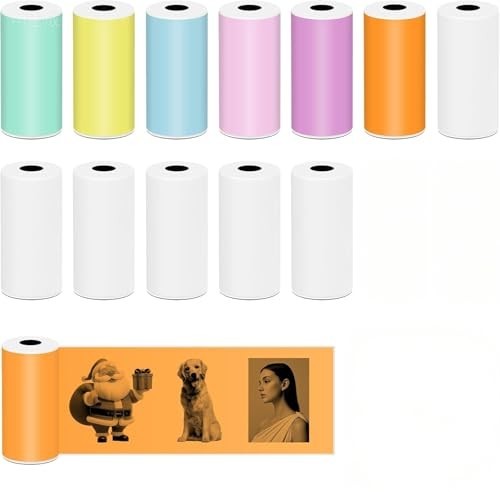 12 Rolls Mini Thermal Printer Sticker Paper – 57x25mm Self-Adhesive for DIY, Pho