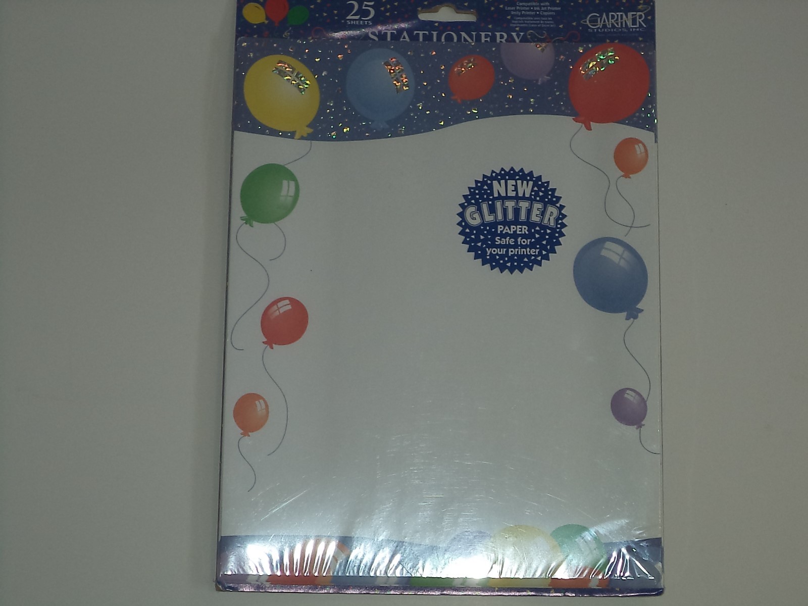 Gartner Studios 25 Sheet Stationery With Glitter Balloons