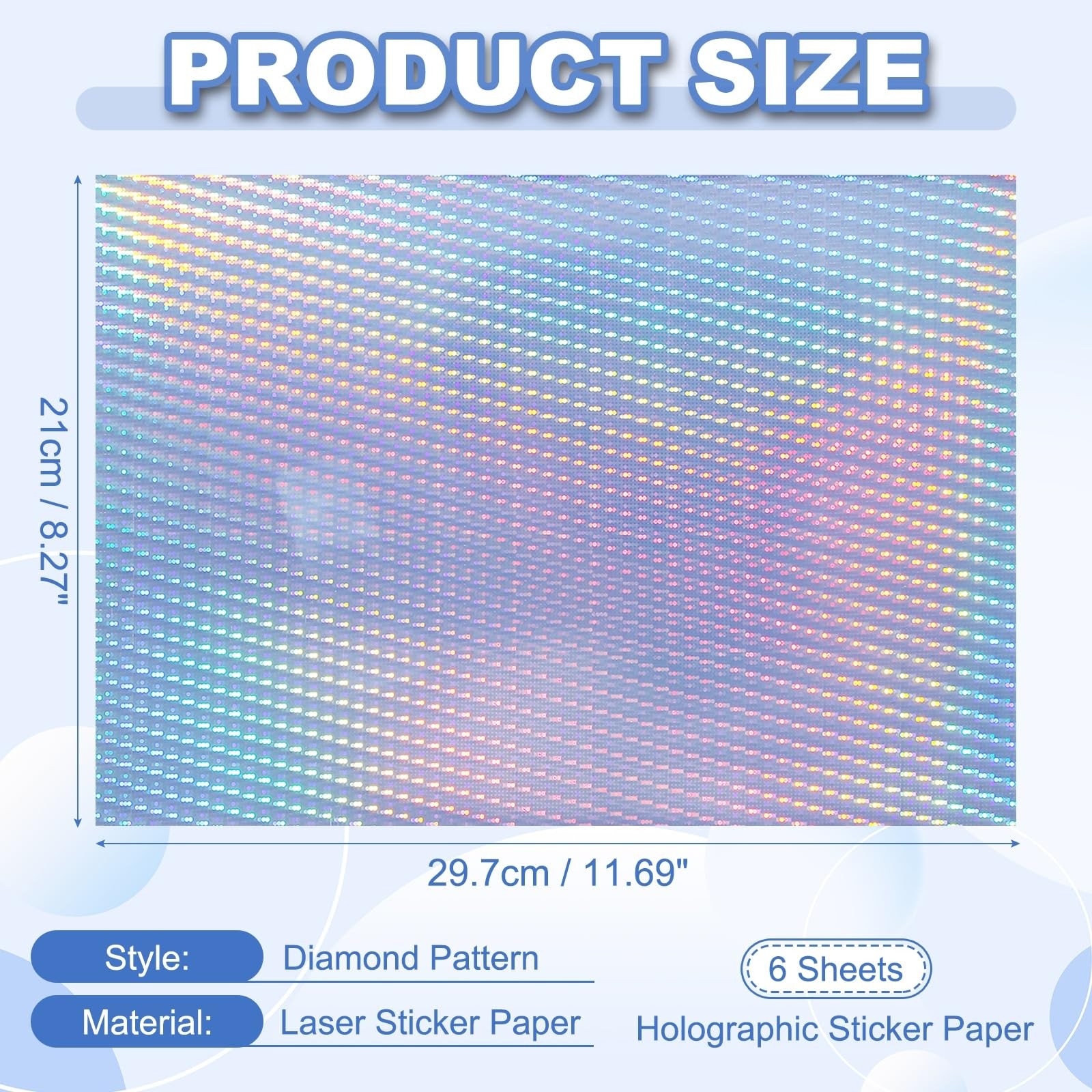 12×8 Inch Printable Holographic Sticker Paper, 6 Sheets Vinyl Sticker Paper A…