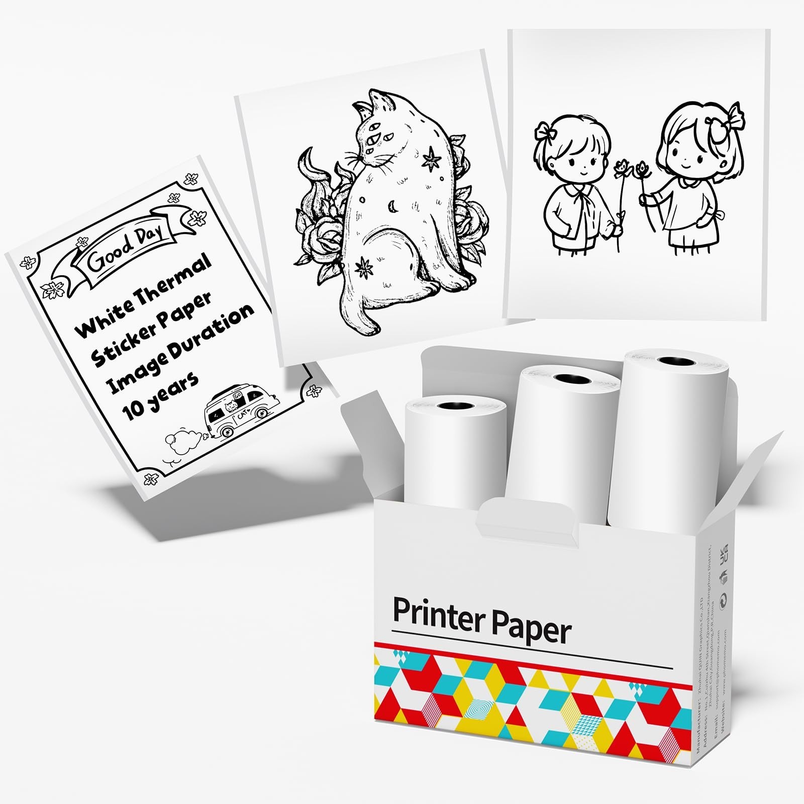 Self-Adhesive Thermal Sticker Paper Rolls – Glossy Labels for Mini Printers, 50m