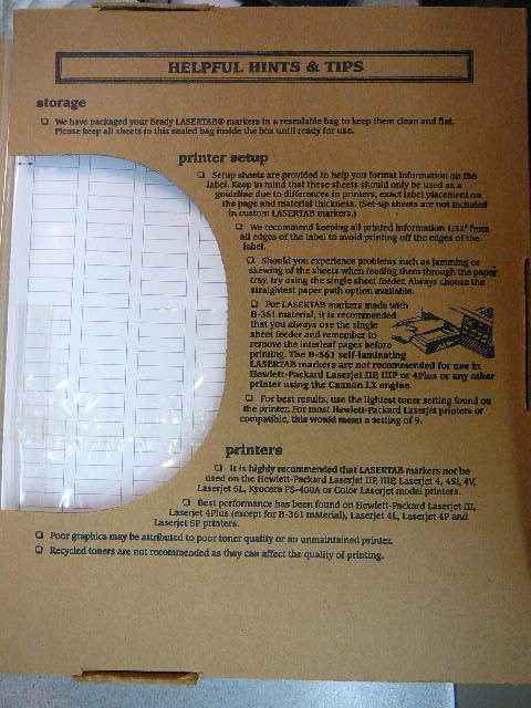 BRADY LAT-4-747-10, 29709 LASERTAB Laser Printable Label 20.32 X 6.35mm Poly