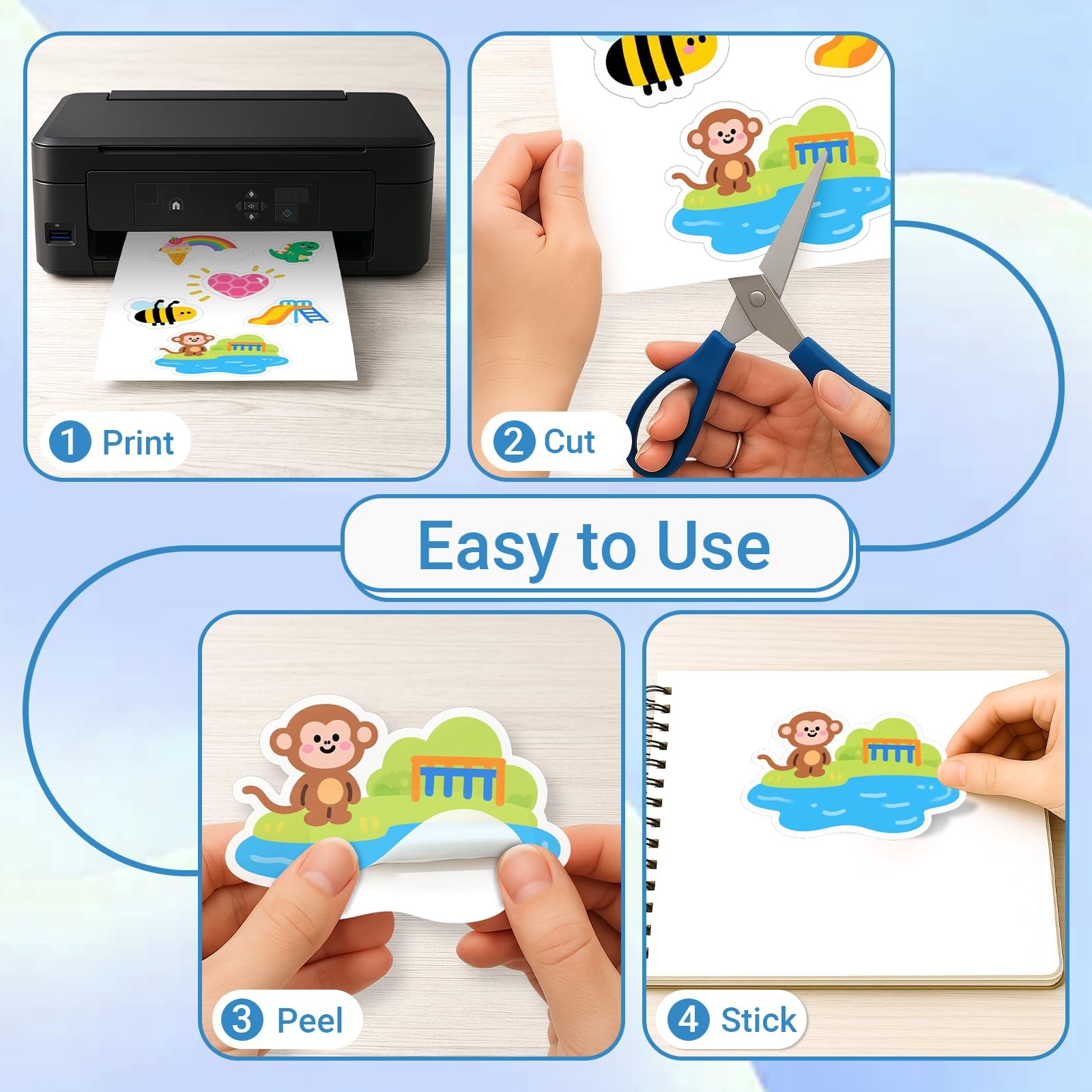 35 Sheets Sticker Paper for Self Printing A4, Matte White Waterproof Printing…