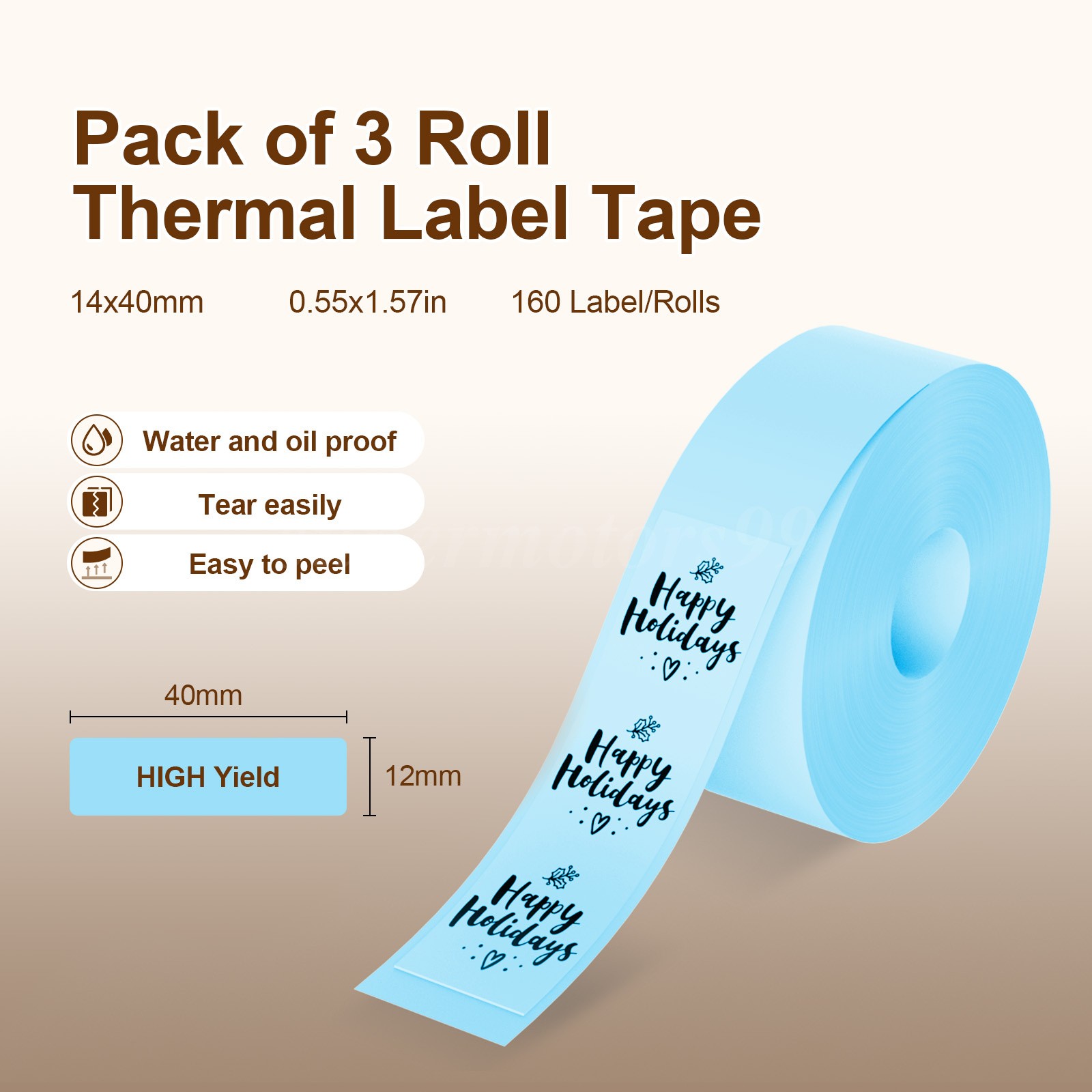3 Rolls Thermal Label Tape Waterproof Replacement Sticker Paper for HP2 HP2S