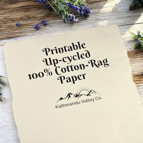 100% Cotton Vintage Deckle-Edge Printer Paper, 8.5×11″, Off-White, 100 Sheets, E