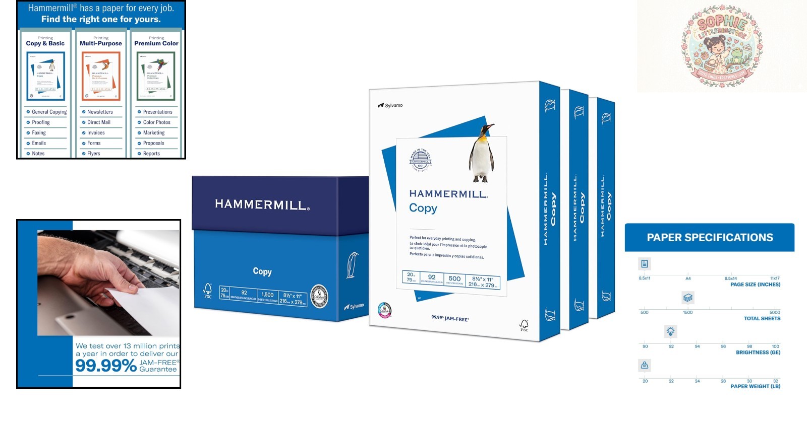 Eco-Friendly 20 lb Printer Paper, 1,500 Sheets – 8.5×11, 92 Bright, Made in USA