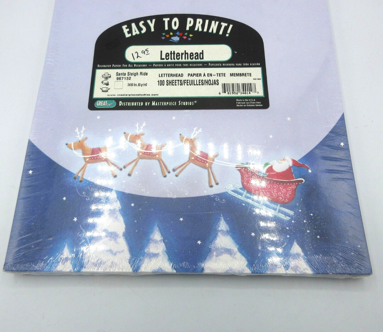 Great Papers! Christmas Letterhead Santa Sleigh Ride 967152 100 Sheets USA 24 lb