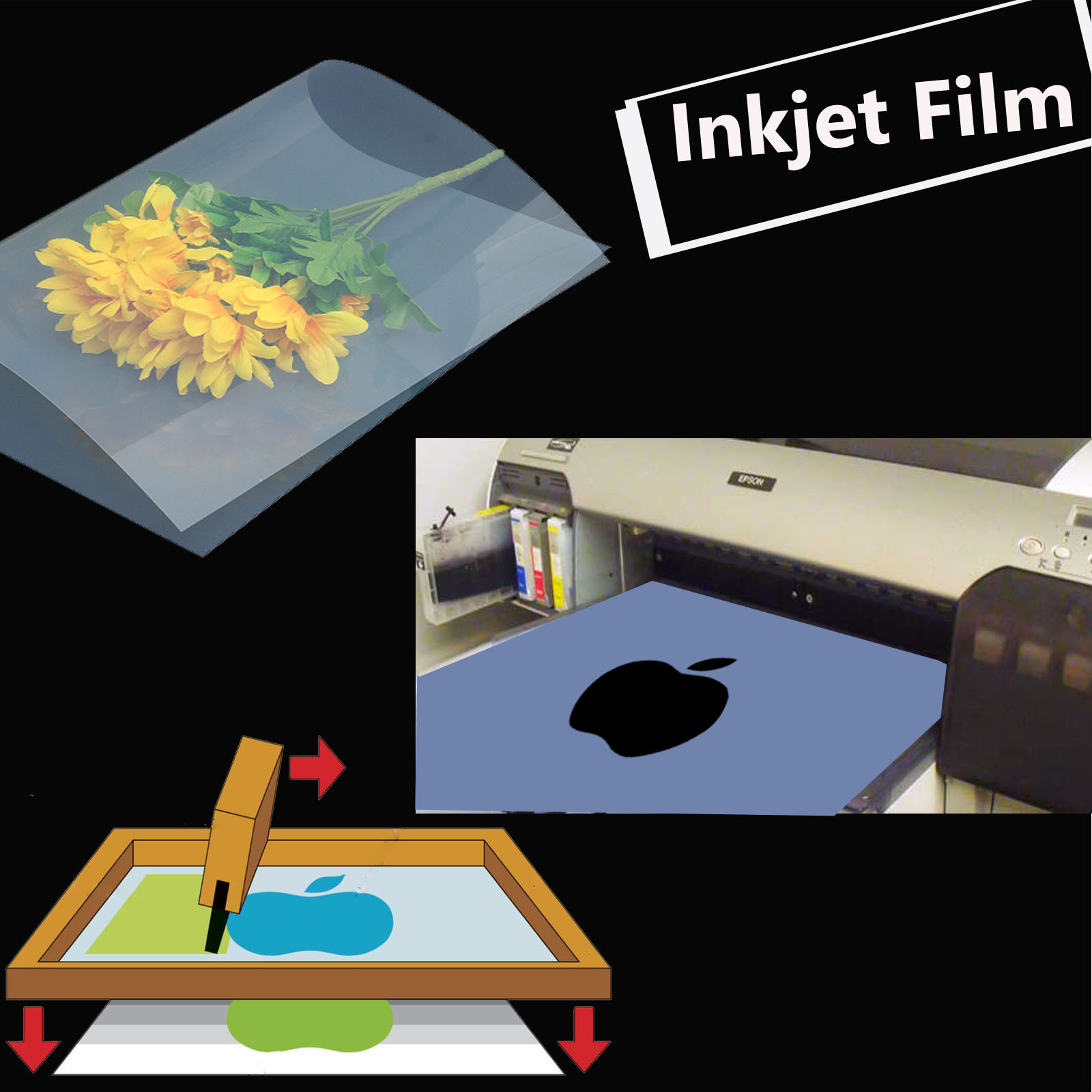 13×19，100 sheets，Waterproof Inkjet Instant-Dry Screen Printing Transparency Film