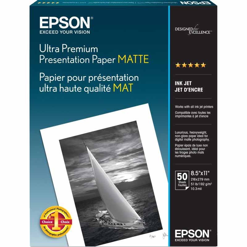 Epson Matte 8.5×11 Ultra Premium Presentation Photo Paper – 50 Sheets