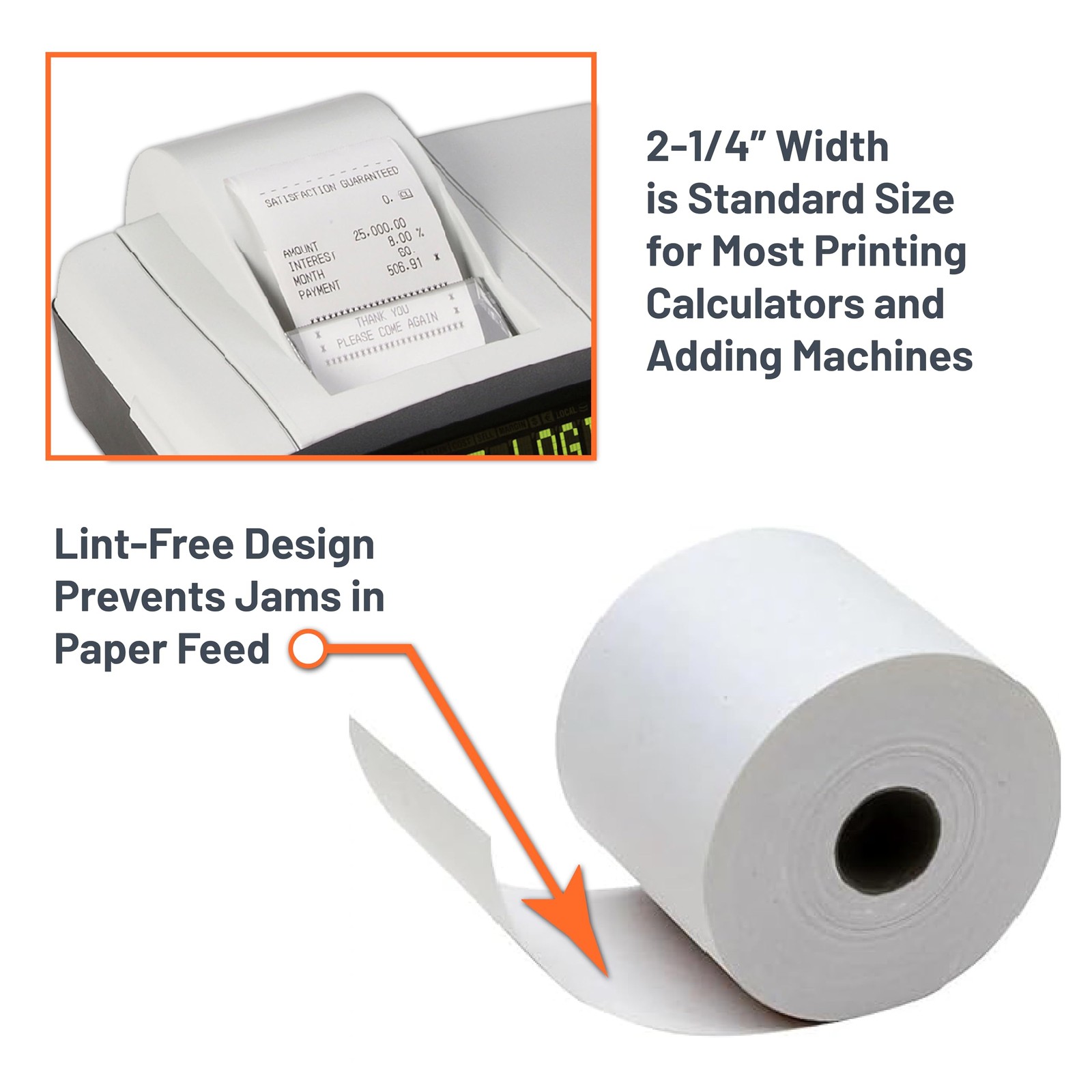 Victor Thermal Paper Roll For Printing Calculators & Cash Registers, 3 White