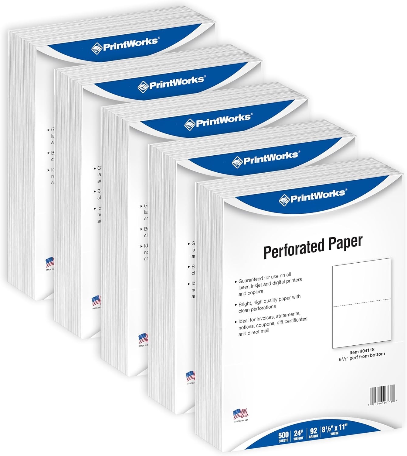 Professional Half Sheet Perforated Paper – 2500 Sheets 8.5” x 11” – USA Made