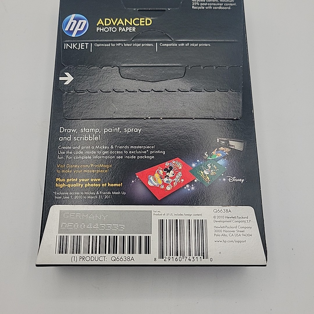 Mickey Mouse HP Advanced Glossy Inkjet Photo Paper 100 Sheets 4 x 6″ NEW
