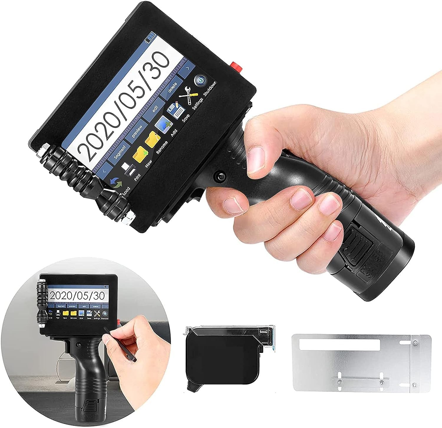 YONAIYOUN Handheld Inkjet Printer with 4.3 Inch HD S, Ink (Black)