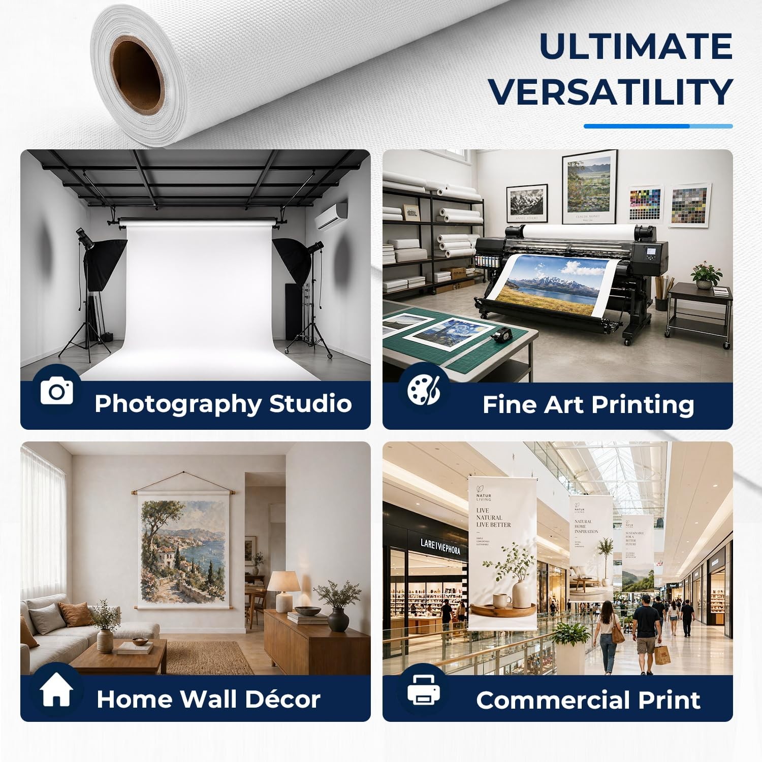 Premium Canvas Roll for Wide Format Printers, Quick Dry Water Resistant for F…