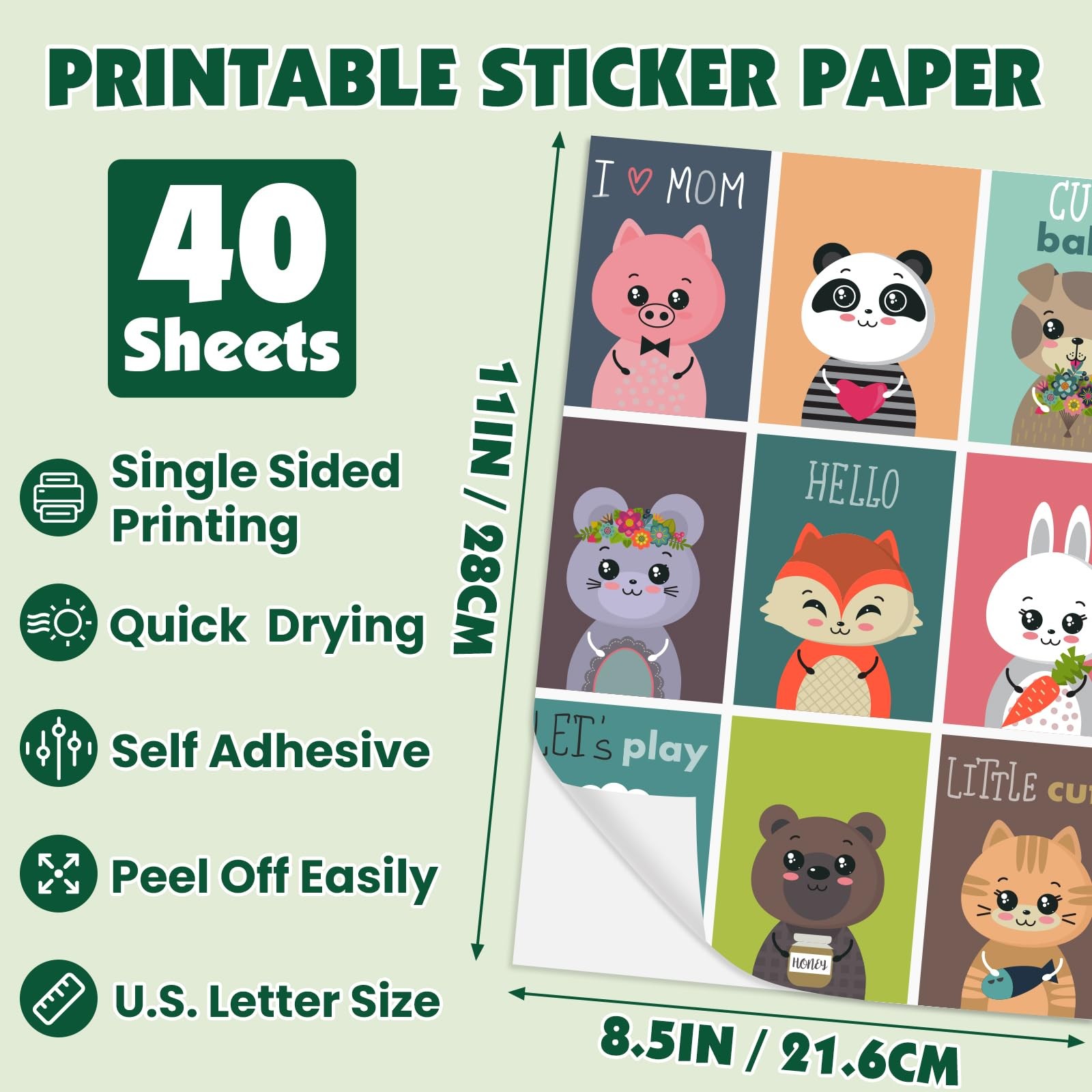 40 Sheets Matte Sticker Paper, 8.5in x 11in Sticker Paper for Inkjet & Laser …