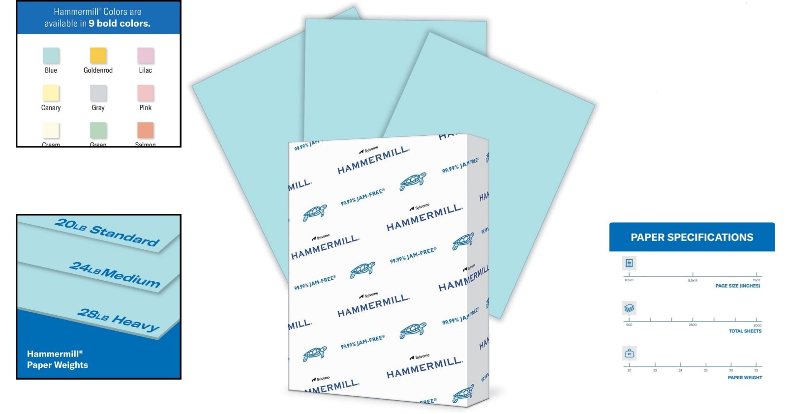 Eco-Conscious 20 lb Blue Colored Paper, 8.5×11, 500 Sheets – Smooth & Reliable
