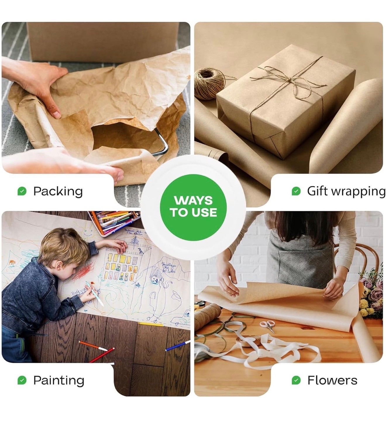 IDL Packaging Large Brown Kraft Paper Roll 18″ x 1200 feet (14400 inches) – N…