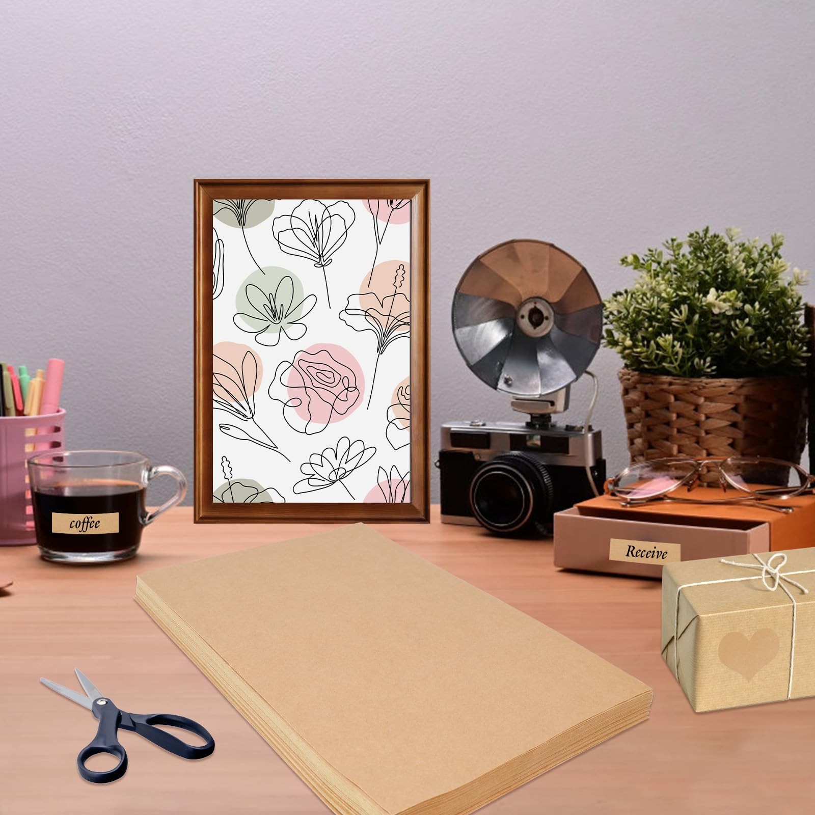 60pcs Kraft Paper Printer Paper Self Adhesive A4297x210mm Craft Paper Cop…