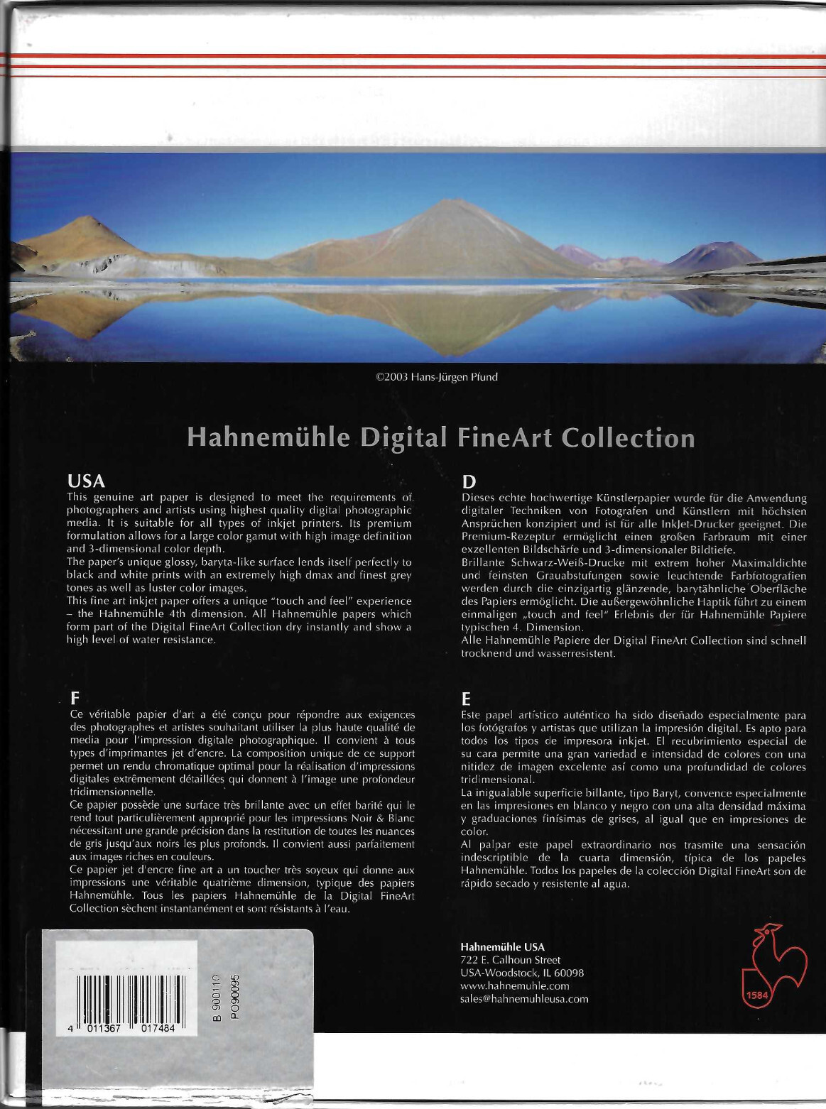 HAHNEMUHLE 8.5 X 11″ GLOSSY FineArt INKJET BARYTA FB PAPER! 13 SHEETS! 350 gsm
