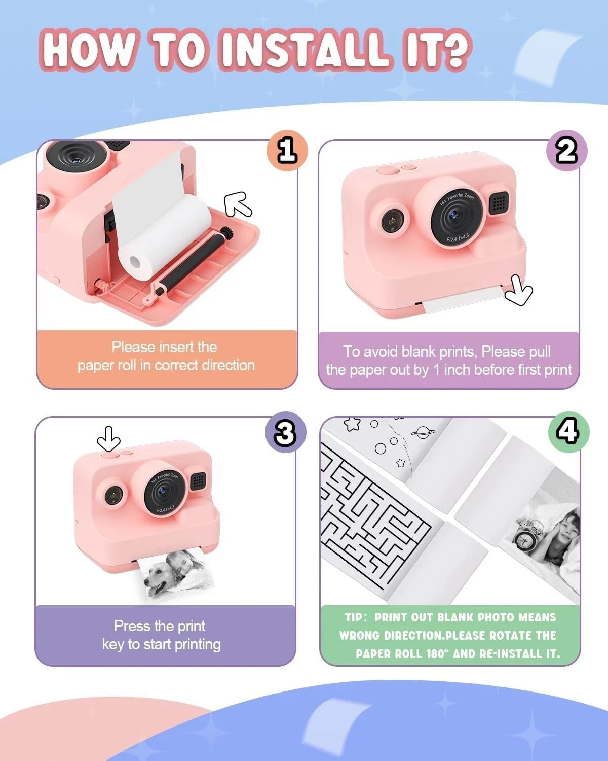 Dylanto Printing Paper, Printing Camera Refill Thermal Paper 10 Rolls, BPA Free
