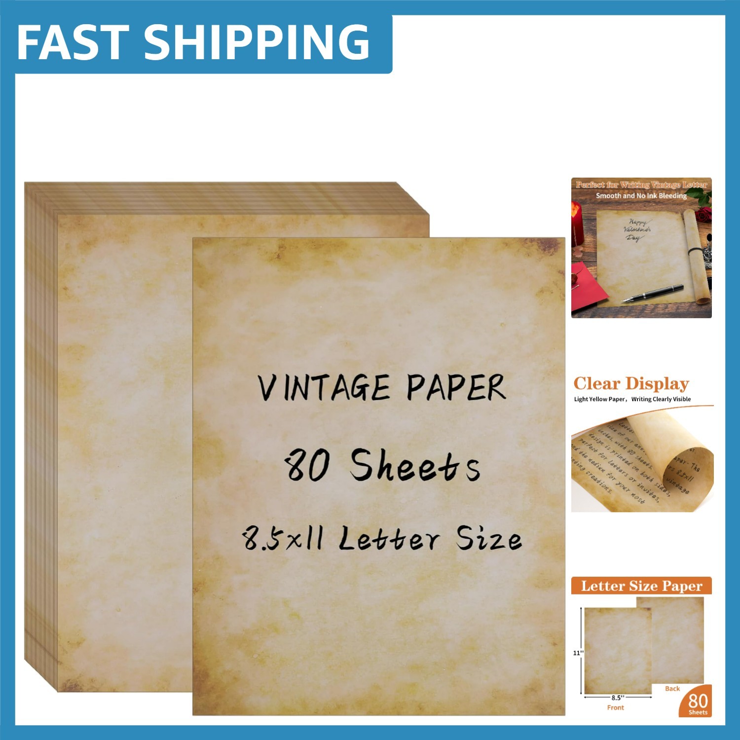 Elegant Antique Stationery – 80 Sheets Double-Sided Letter Size Decorative Paper